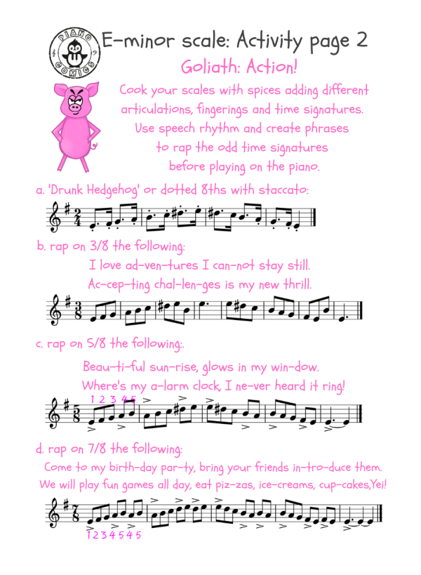 Piano Comics free Activity Pages for Minor Scales with the same ...