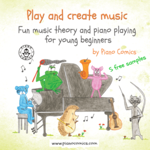 'Play and create music' by Piano Comics, fun music theory and piano playing for young beginners